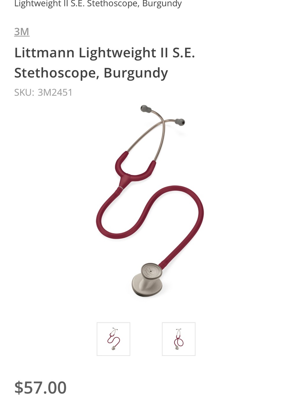 Littmann Lightweight II S.E. Stethoscope - Burgundy